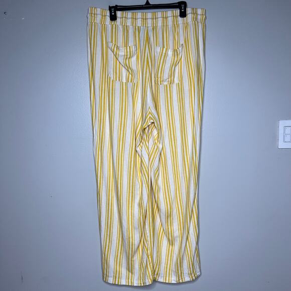 Torrid Pull One Wide Leg Linen Pants High-Rise Stretch Yellow Striped Sz 2R/2XL - Picture 6 of 11